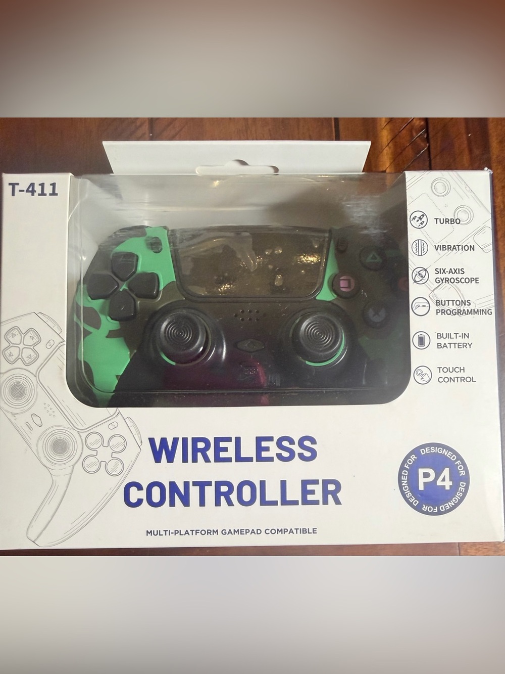 Wireless Green & Black Camouflage P4 Game Controller